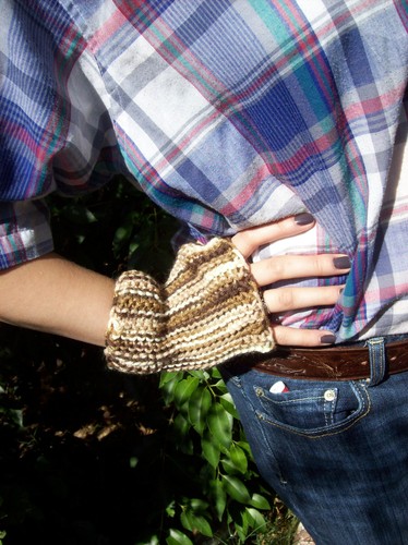  Handgefertigte Acryl Brauntöne fingerlose Handschuhe, Handgelenk warm  - Bild 2 von 4