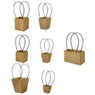 7Pcs Kraft Paper Hand Bag Retro Present Bag Creative Flower Flower Storage Bag