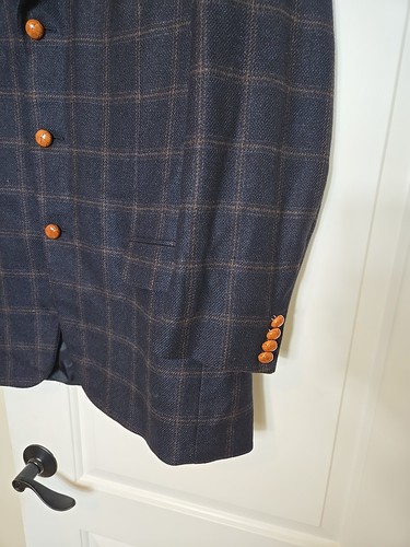 Ermenegildo Zegna Blazer 44R Silk Cashmere Blue Plaid Sport Coat Jacket - Picture 4 of 19