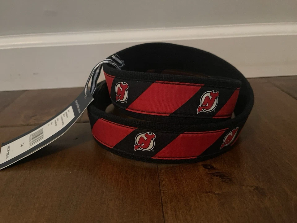 Cinturón a Rayas New Jersey Devils NHL Hockey Vineyard Vines - Para Hombre 34 - ¡Nuevo! Foto 4 de 4