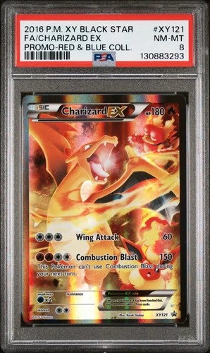 2016 POKEMON XY BLACK STAR PROMO RED & BLUE COLL FULL ART/CHARIZARD EX PSA 8