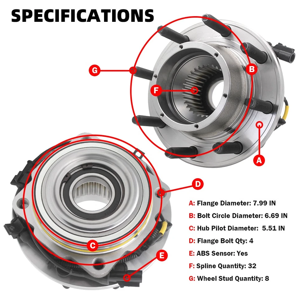 Buje de cojinete de rueda delantero MOOG 4x4 para Ford F-250 F-350 Super Duty 2005-2010 4X4 Foto 3 de 4