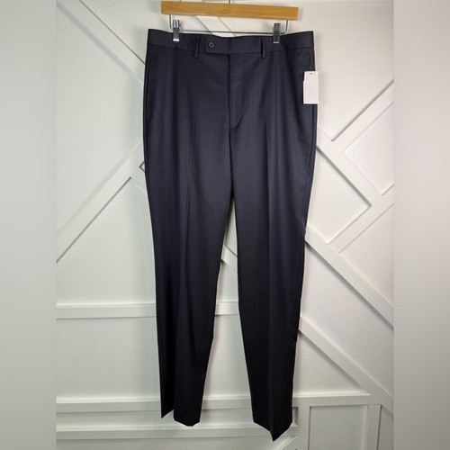 NWT Lauren Ralph Lauren Flat Front Navy Blue Classic Fit Trousers Size 34x34 - Picture 1 of 10