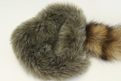 Coontail Cap for Kids Small Raccoon Tail Davy C Small Raccoon Tail Davy Crockett - Picture 3 of 10