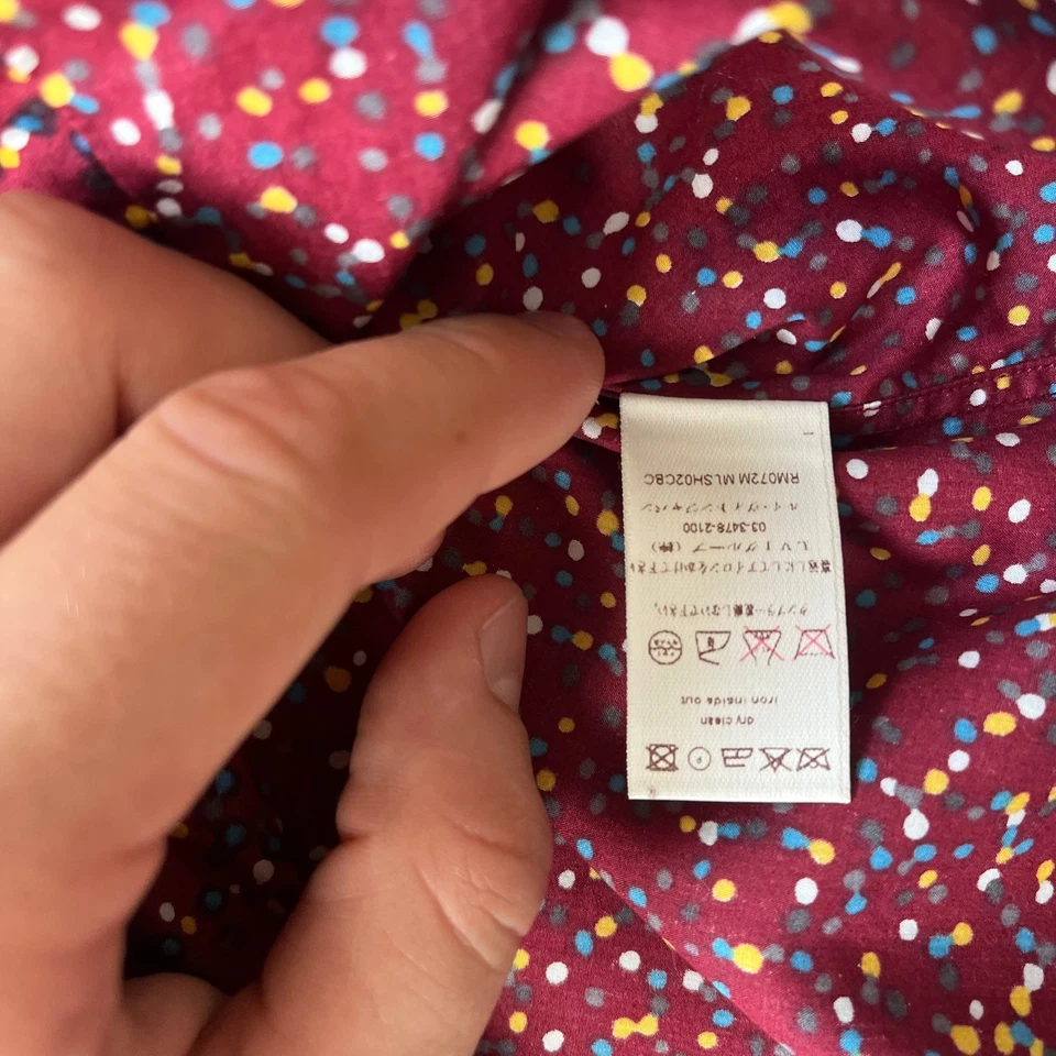 Louis Vuitton Confetti Print Button‑Up Shirt – Burgundy – Size M - Image 4 of 4