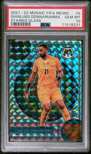 2021-2022 PANINI MOSAIC FIFA ROAD TO WORLD CUP STAINED GLASS Donnarumma PSA 10 - Picture 1 of 2