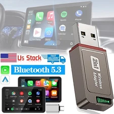  Mini Wireless Carplay Android Auto Adapter w/Box Plug&Play Wireless Dongle 2in1