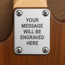 Custom Engraved Etched CHROME PLATED Guitar Neck Plate Personalized Fit Fender
