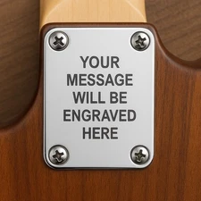 Custom Engraved Etched CHROME PLATED Guitar Neck Plate Personalized Fit Fender