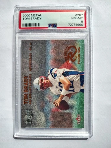 2000 Fleer Rare Metal Tom Brady RC rookie card graded PSA 8 with free shipping