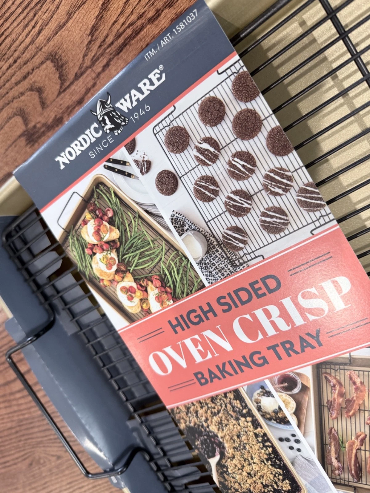 NEW Nordic Ware Oven Crisp Baking Tray 2Pc Set Aluminum Non Stick High Sided $44