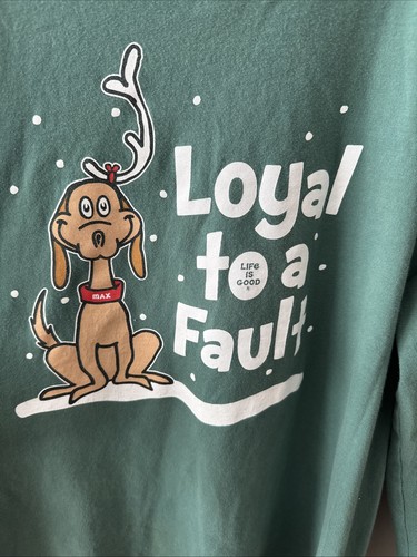 NWT Life Is Good Womens Green Long Sleeve Loyal To A Fault T-Shirt Size XL - Picture 2 of 9