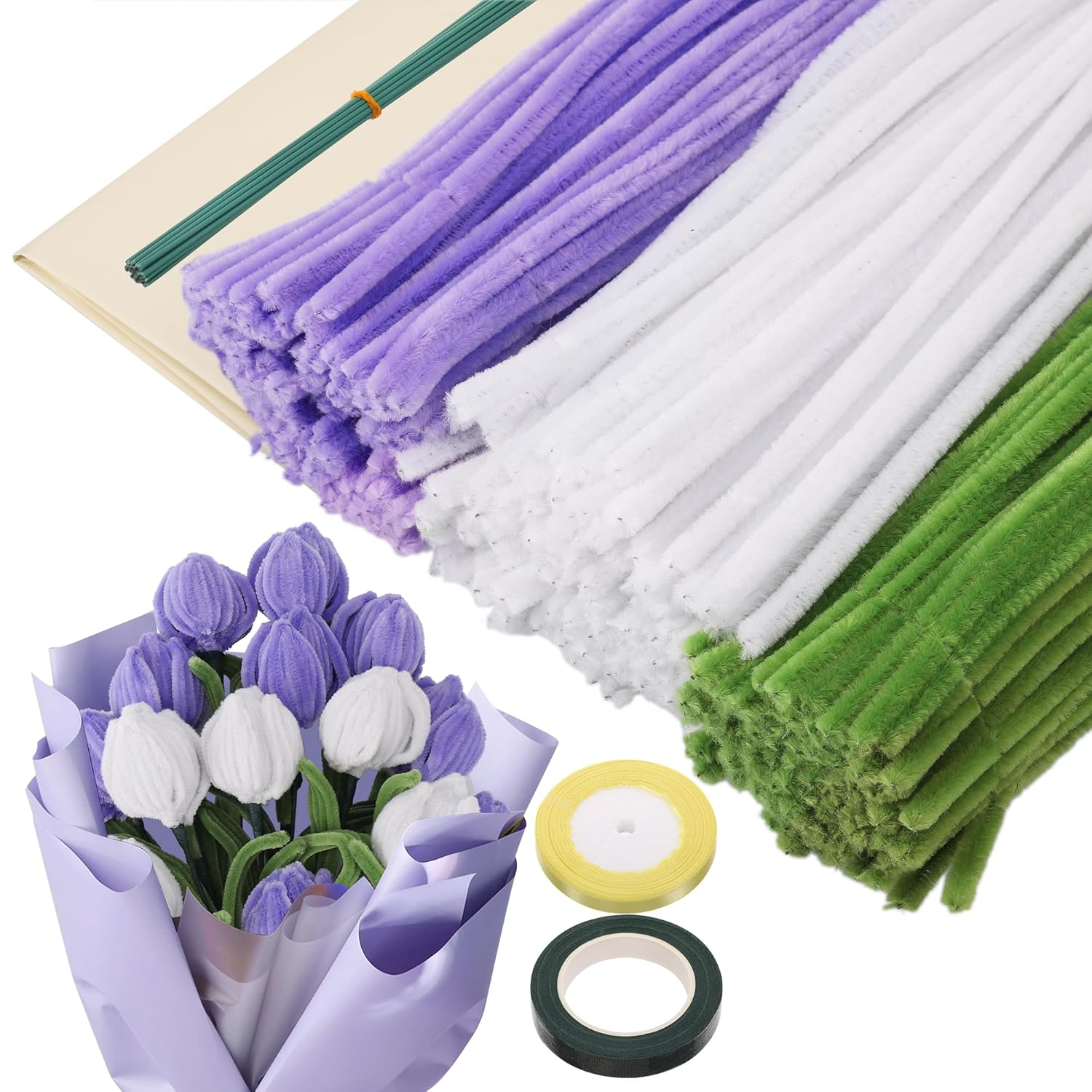 320Pcs Pipe Cleaners for Craft, 30Cm Long Pipe Cleaners Craft Set with Flower St