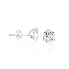 14k Diamond Round Stud Earring(J-K, I2, cttw)3-Prong Martini Setting & Push Back