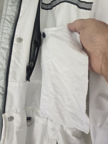 Obermeyer Womens 12 Hooded Zip Up Snap Ski Jacket White Black Stipe Zip Pockets - Picture 7 of 14