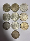 LOT of 10 Peace Dollar Silver Circulated - buy Silver - started below melt value