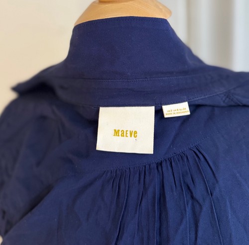 Blusa Camisa Top Maeve Mujer Azul Manga Larga Talla 2 XS Oficina/Fiesta/Boho - Imagen 5 de 5