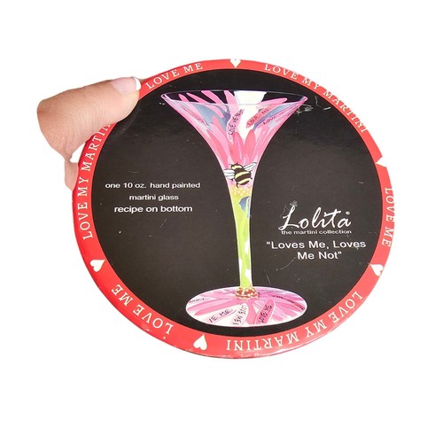 Lolita 'Loves Me, Loves Me Not' Handpainted Martini Glass Recipe On Bottom - Picture 10 of 10
