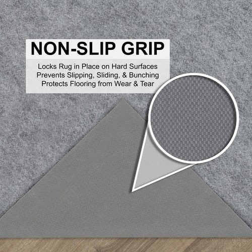 2 x 8 1/8 Low Profile Non Slip Rug Pad Felt + Rubber Gripper, Great For High ... - Picture 2 of 12