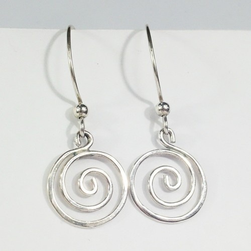 Sterling Silver Geometric Swirl Whirl Drop Dangle Earrings - Picture 2 of 13