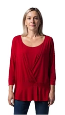 I.N. Studio Red Front 3/4 Sleeves Top Size 1XL NWT