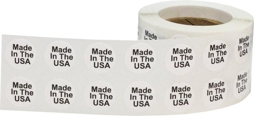 White with Black Made in USA Circle Dot Stickers, 1/2" Circle, White,  - Picture 2 of 2