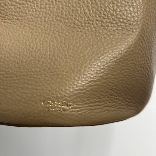 Oroton Taupe Genuine Leather Bucket Crossbody Shoulder Bag - Picture 4 of 6