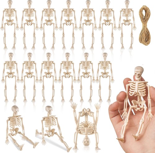 24 Pcs Mini Skeleton Halloween Decoration, 6” Posable Figurines - Picture 13 of 24