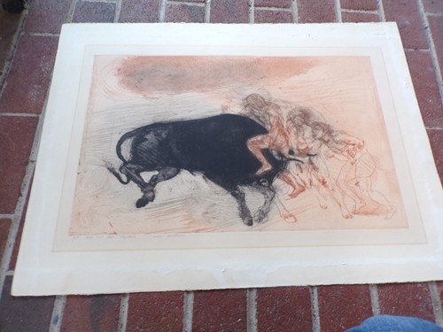 Iwan Valtschew (geb 1944 Deutschland) signierte Radierung A/P GEMEINSAM MÄNNER UND STIER - Bild 12 von 24