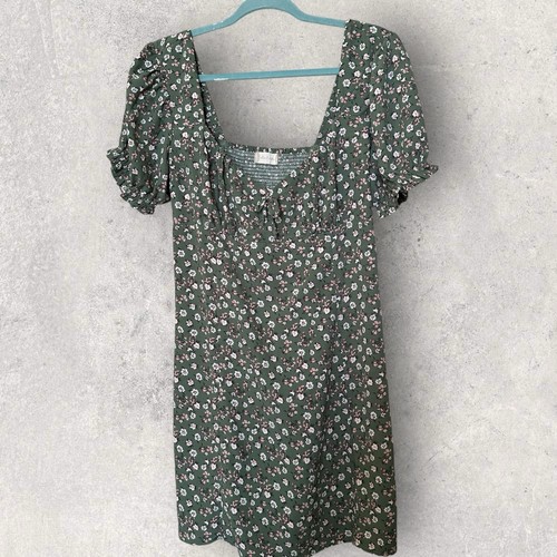 Altar'd State Kleid grün Sommerkleid Micro Blumen gesmokter Rücken Gr. Large Landhaus - Bild 1 von 7