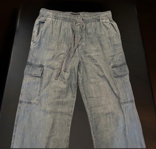Pantalón Denim Sanctuary Para Mujer Pull On Cargo 6 Bolsillos Pierna Relajada Cintura Elástica L - Imagen 6 de 12