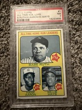 1973 Topps #1 BABE RUTH/HANK AARON/WILLIE MAYS Baseball Card PSA 7 NMT Condition
