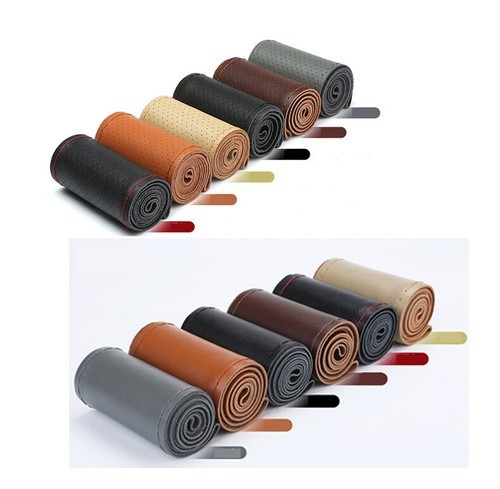 Genuine Leather Car Steering Wheel Cover DIY Stitch On Wrap for 15"/15inch Auto - Bild 14 von 39