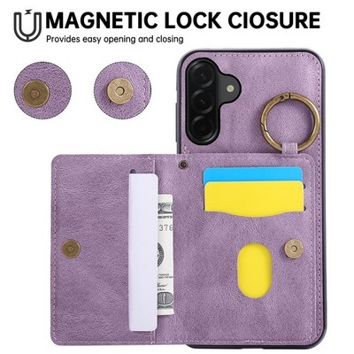 Crossbody Leather Ring Wallet Phone Case For Samsung Galaxy A57 A56 A36 A16 A07