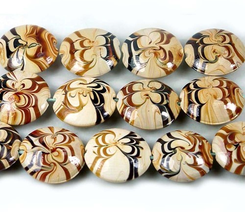 4 Handgefertigte Lampwork Glas Taffy Wirbel Linse Münze Fokus Anhänger Perlen 27 mm - Bild 3 von 3
