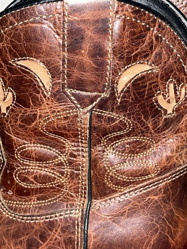 DINGO LEATHER WESTERN STYLE COWBOY LADIES SIZE 9W ANKLE BOOTS ZIP CLOSE BROWN - Picture 11 of 13