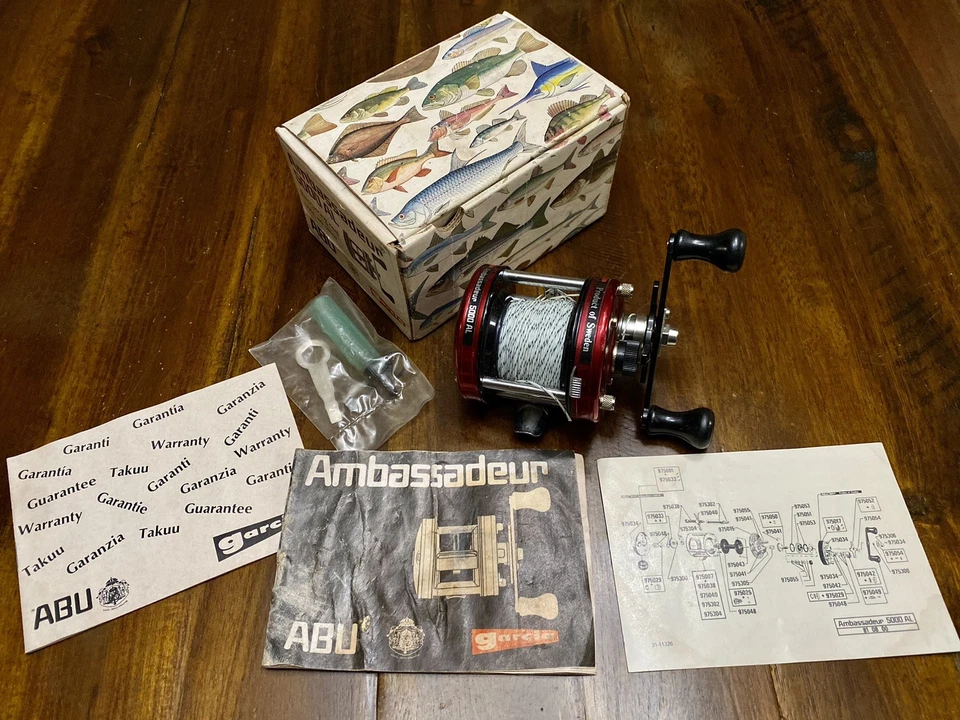 De colección Abu Garcia Ambassadeur 5000 AL 07449 Caja Original Papeles Herramienta y Lubricante  Foto 2 de 4