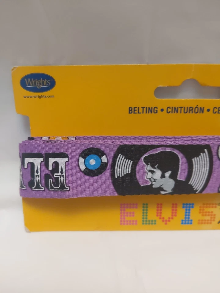 ELVIS PRESLEY REY DEL ROCK N ROLL RECORDS CARA CINTA PÚRPURA RIBETE 6 PIES NUEVO Foto 4 de 4