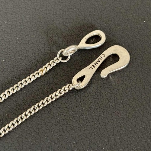 Chanel Logo Ball Necklace Silver Authentic Women's Jewelry - Picture 10 of 11