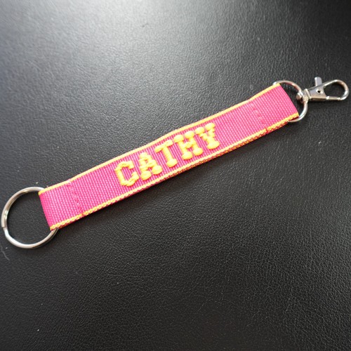 Cathy Lanyard Key Strap Keychain Personalized Novelty Name Gift Pink Yellow - Picture 1 of 5