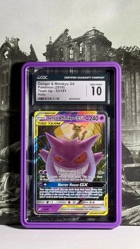 CGC 10 • Gengar & Mimikyu GX 53/181 Pokémon Tag Team Team Up 2019 GEM MINT!