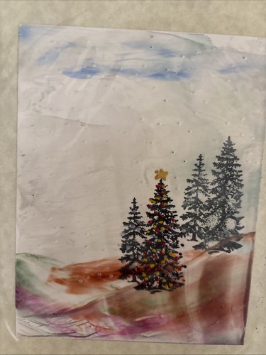 2er Set Bienenwachs Enkaustik Gemälde von Ana Lusi - 4,5x5,5" auf 5x8" Karte - Winterbaum - Bild 2 von 3