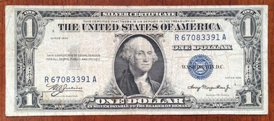 1935 Double Date $1 Silver Certificate VERY RARE R-A Block Mule Fr 1607m