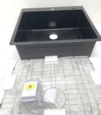 Glacier Bay 25 in. Drop-in Single Bowl 18G Black Stainless Steel Kitchen Sink