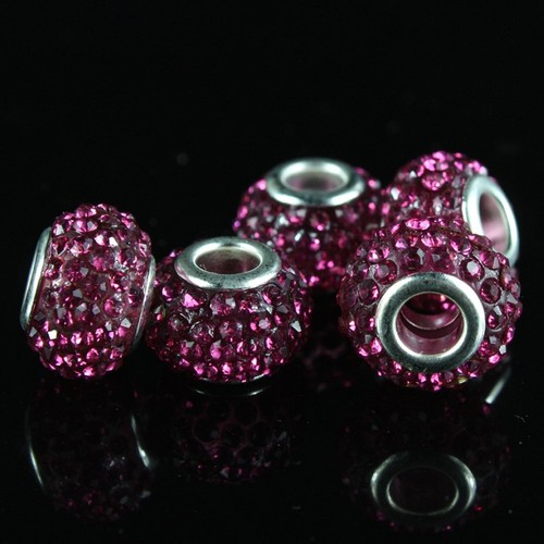 Großloch Groß Tschechisch Kristall Charm Perlen passt Europäischem Bettelarmband (5 Stck., Rosa - Bild 3 von 7