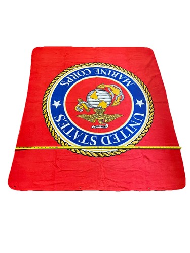 United States US MARINE CORPS Throw Blanket 48"x57" Red Blue Circle Thin Fleece - Picture 6 of 9