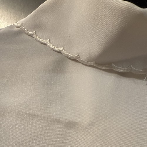 Blusa vintage blanca bordada manga larga abotonada cuello talla L - Imagen 8 de 11