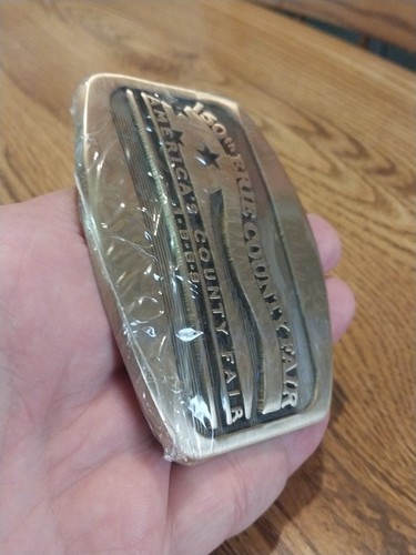 Erie County Fair Gürtelschnalle Americas County 1989 Heavy Brass 6 oz Rarität selten - Bild 7 von 15
