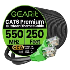 RJ45 Cat-6 Ethernet Patch Cable, 10Gpbs Transfer Speed, Gold-Plated Connectors,