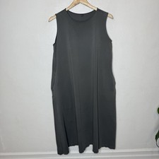 Uniqlo Gray Sleeveless A-Line Cotton Midi Dress Minimalist Women’s Large